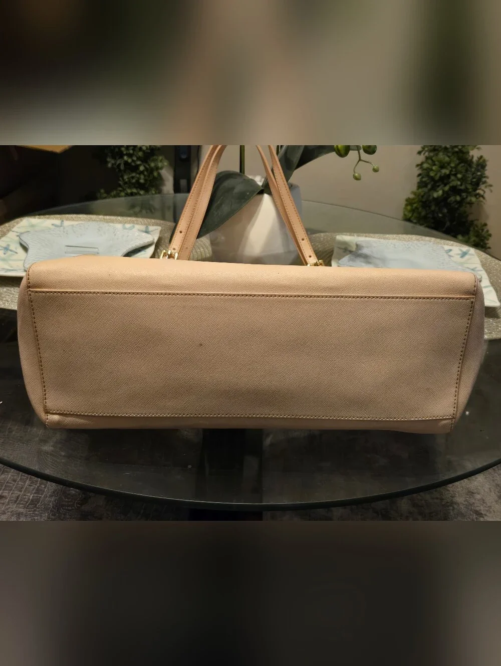 TORY BURCH York Small Tote Bag Pastel Baby Pink Saffiano Leather Diaper Work